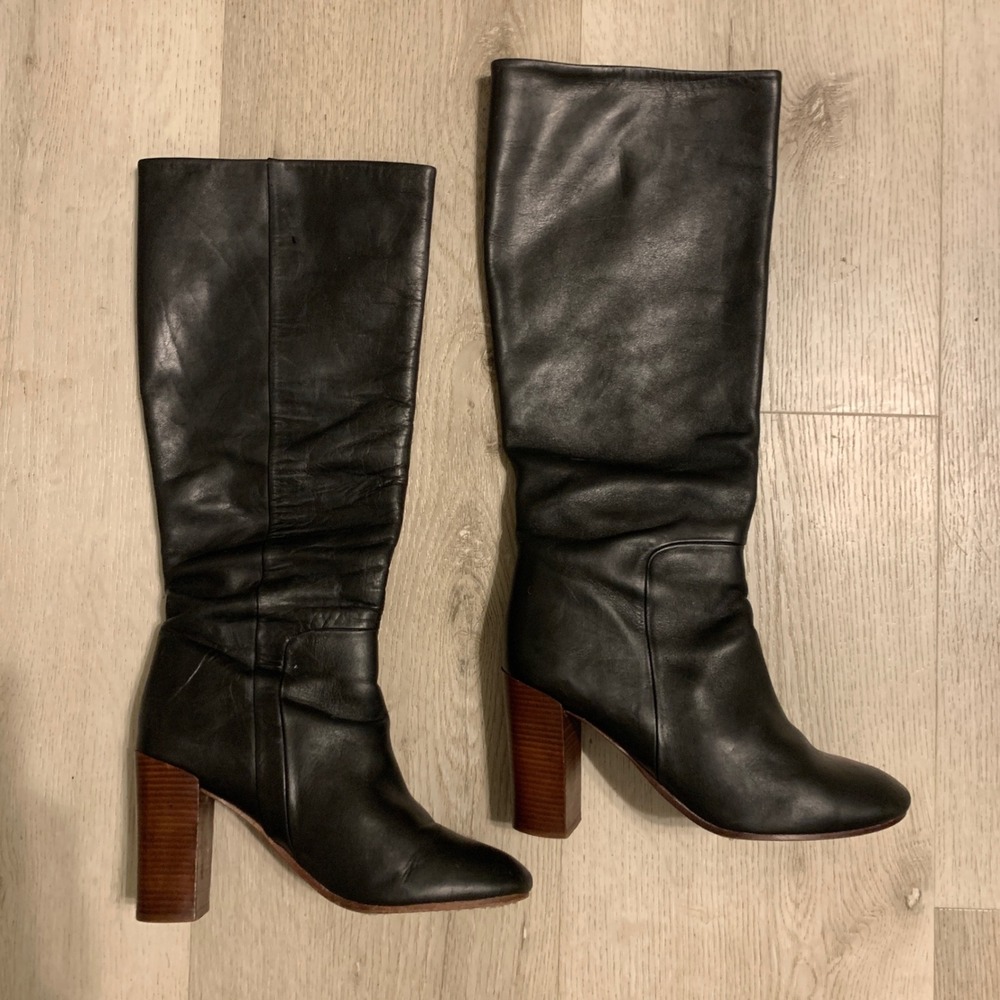 Land's End Women's Stanton‎ High Heel "Black" Leather Pull On Boots Size 7.5 B - Picture 10 of 14